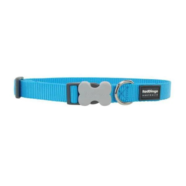 Red Dingo Dog Collar Plain - Classic Turquoise Medium (15mm X 24-36cm)