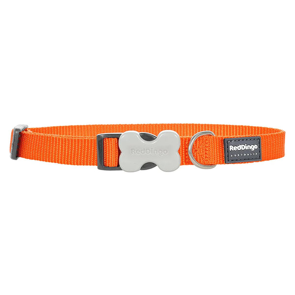Red Dingo Dog Collar Plain - Classic Orange Medium (15mm X 24-36cm)