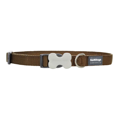 Red Dingo Dog Collar Plain - Classic Brown Small 12mm (20-32cm)