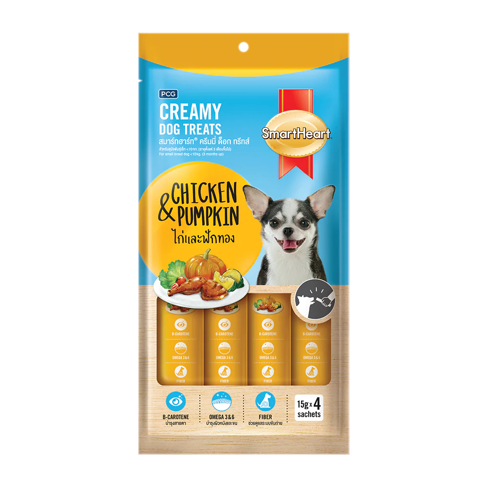 SmartHeart Dog Creamy Treats Chicken & Pumpkin 15g x 4