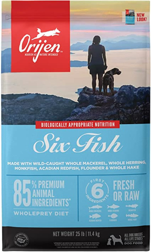 ORIJEN Six Fish Dry Dog Food 2kg / 6kg / 11.4kg | High Protein Fish Recipe Dog Kibble