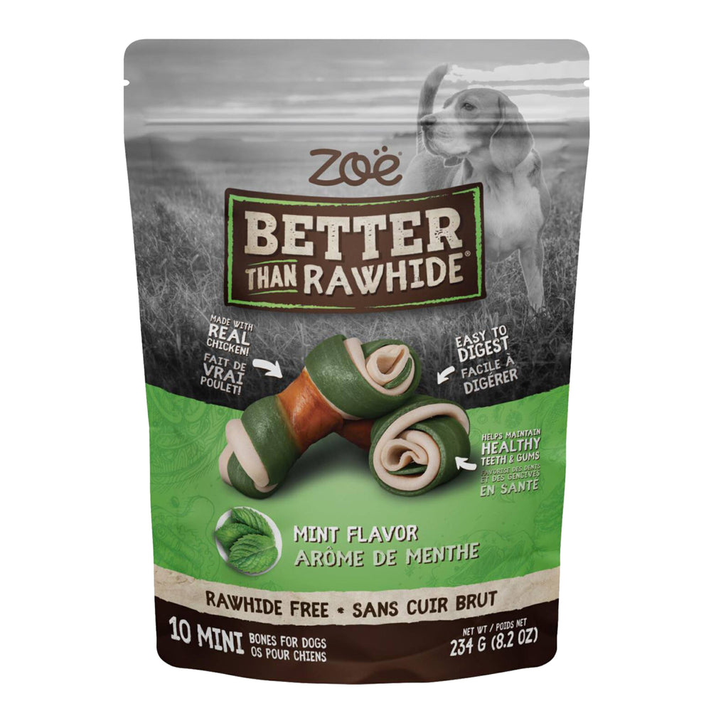 Zoë Better Than Rawhide 10 Mini Bones Mint Flavor 234g