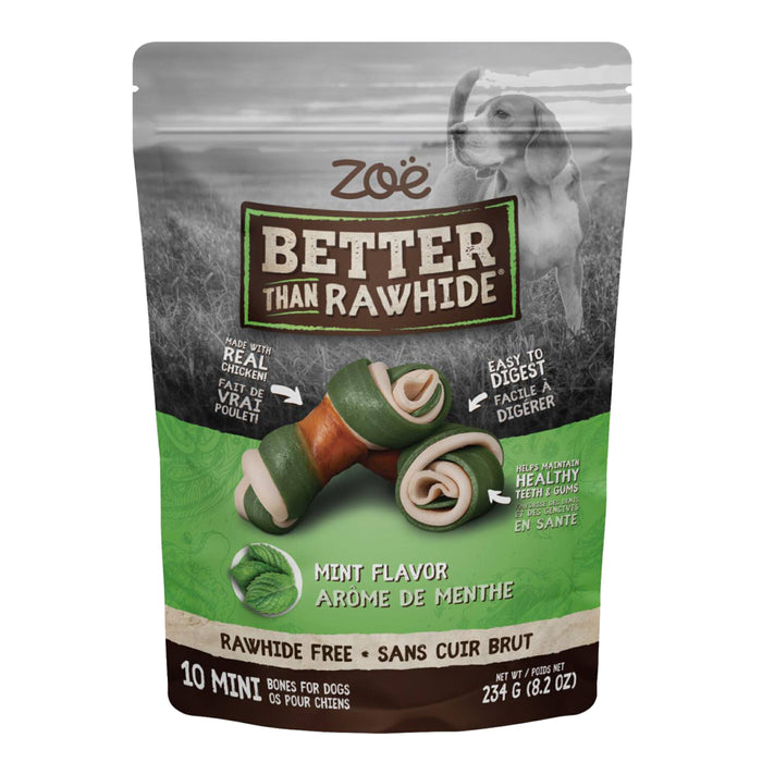 Zoë Better Than Rawhide 10 Mini Bones Mint Flavor 234g