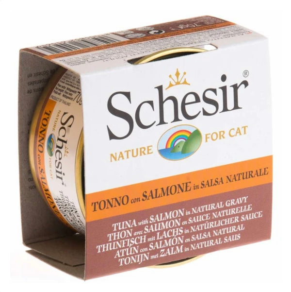 Schesir Tuna with Salmon in Natural Gravy Canned Cat Food 70g X14