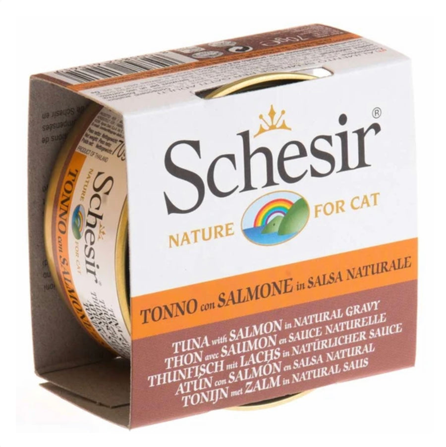 Schesir Tuna with Salmon in Natural Gravy Canned Cat Food 70g X14