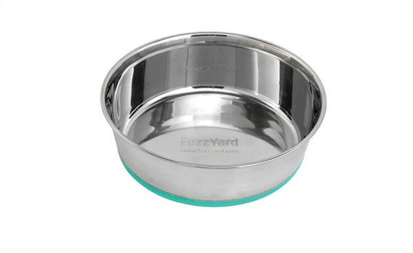 FuzzYard Stainless Steel Bowl with Non-Slip Base in Turquoise (2 Sizes)