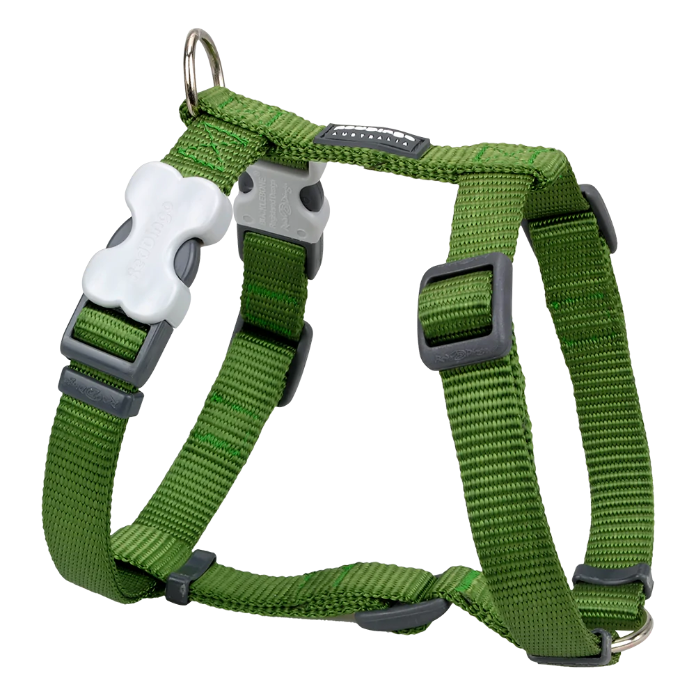 Red Dingo Dog Plain Harness Classic - Small Dark Green