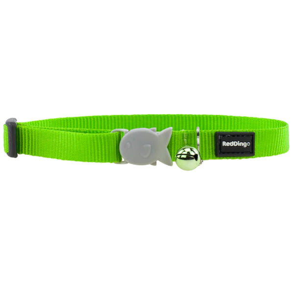Red Dingo Cat Collar Plain - Classic Lime Green