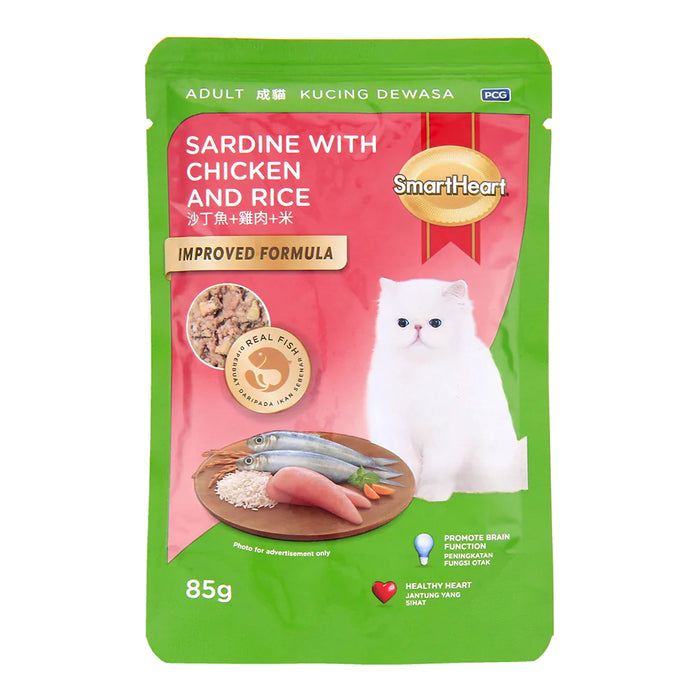 SmartHeart Cat Pouch Sardine with Chicken & Rice 85g X24