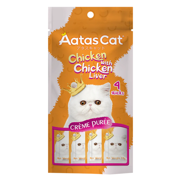 Aatas Cat Creme Puree Chicken with Chicken Liver 56g X4 Packs