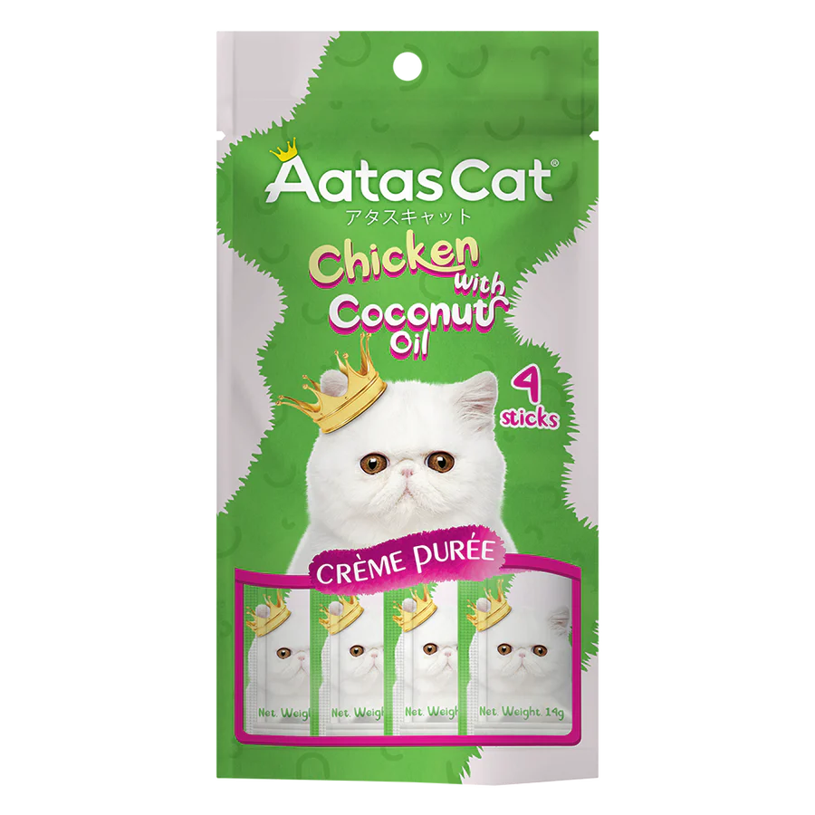 Aatas Cat Creme Puree Chicken with Coconut Oil 14g x 4sachets