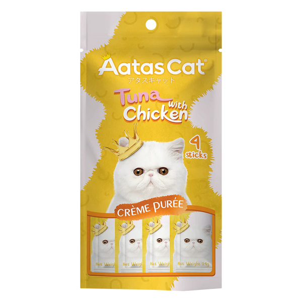 Aatas Cat Creme Puree Tuna with Chicken 56g X4 Packs