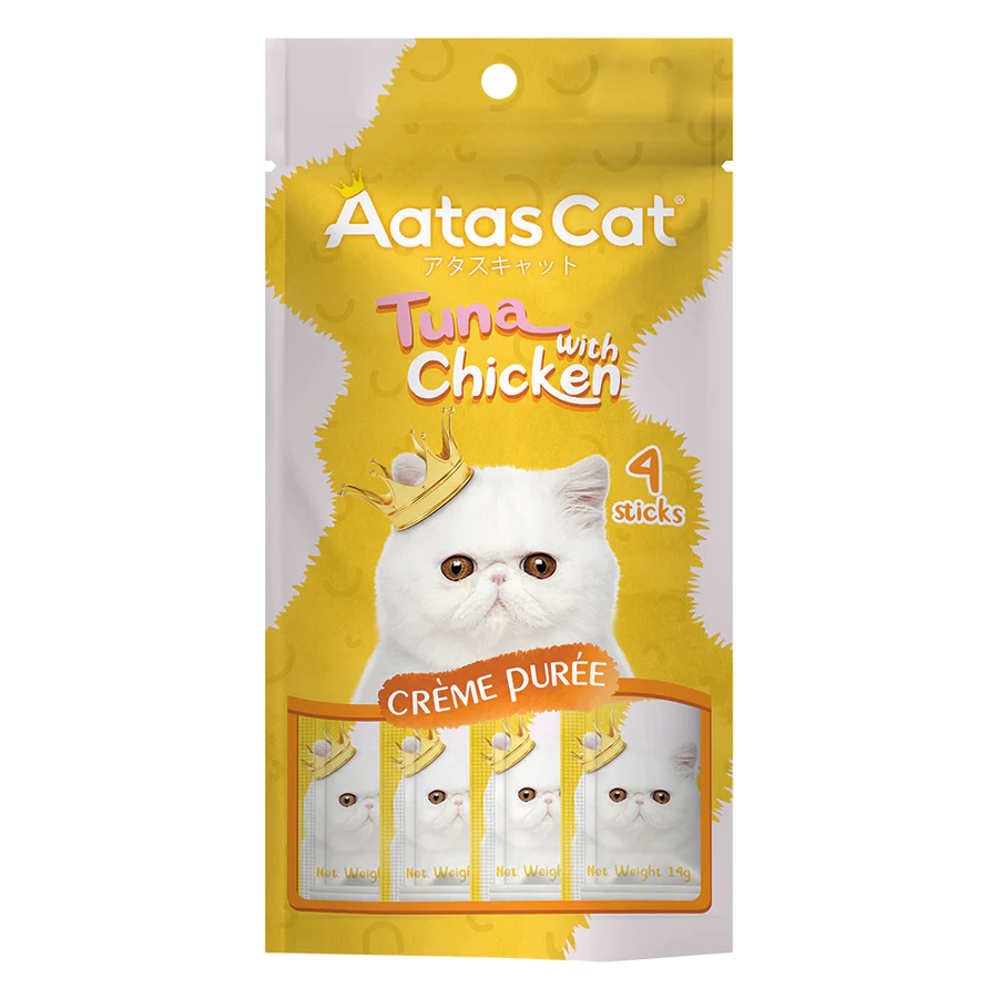 Aatas Cat Creme Puree Tuna with Chicken 56g X4 Packs