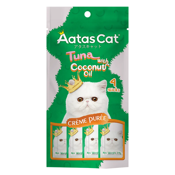 Aatas Cat Creme Puree Tuna with Coconut Oil 56g X4 Packs
