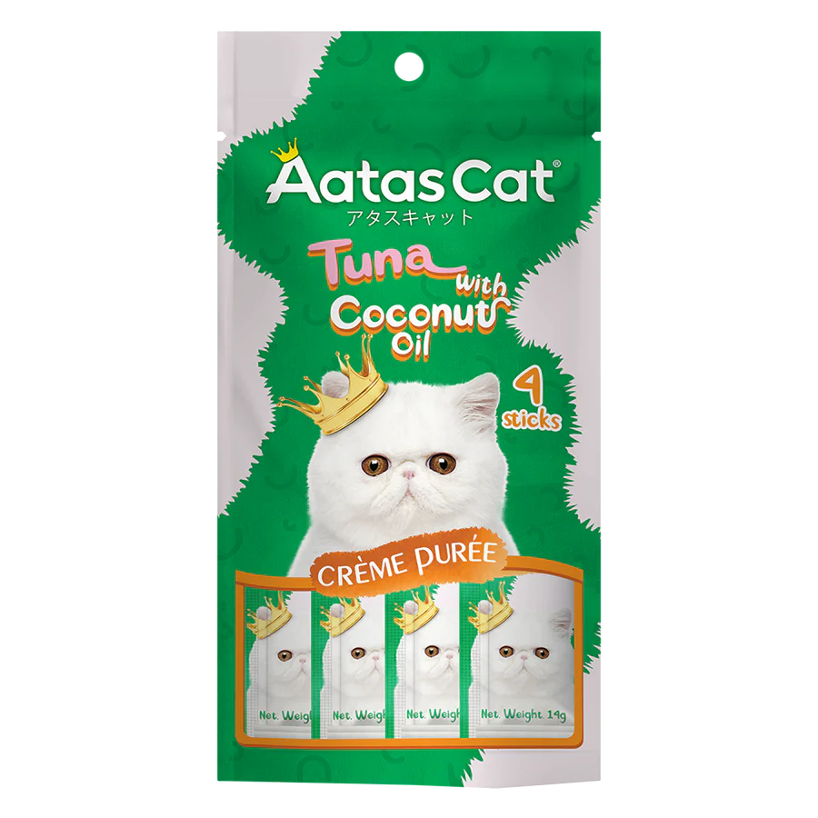 Aatas Cat Creme Puree Tuna with Coconut Oil 56g X4 Packs