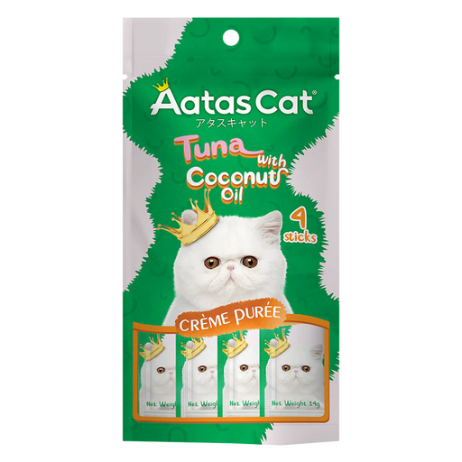 Aatas Cat Creme Puree Tuna with Coconut Oil 14g x 4sachets