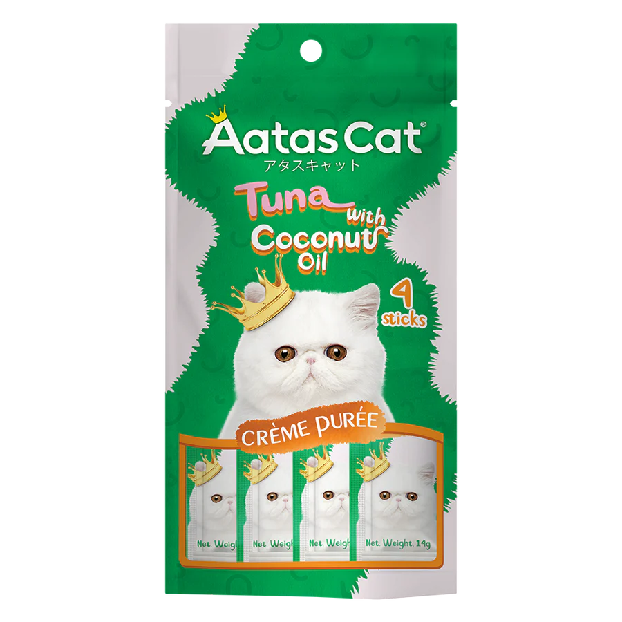 Aatas Cat Creme Puree Tuna with Coconut Oil 14g x 4sachets