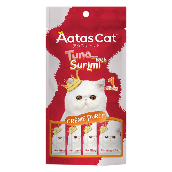 Aatas Cat Creme Puree Tuna with Surimi 56g X4 Packs