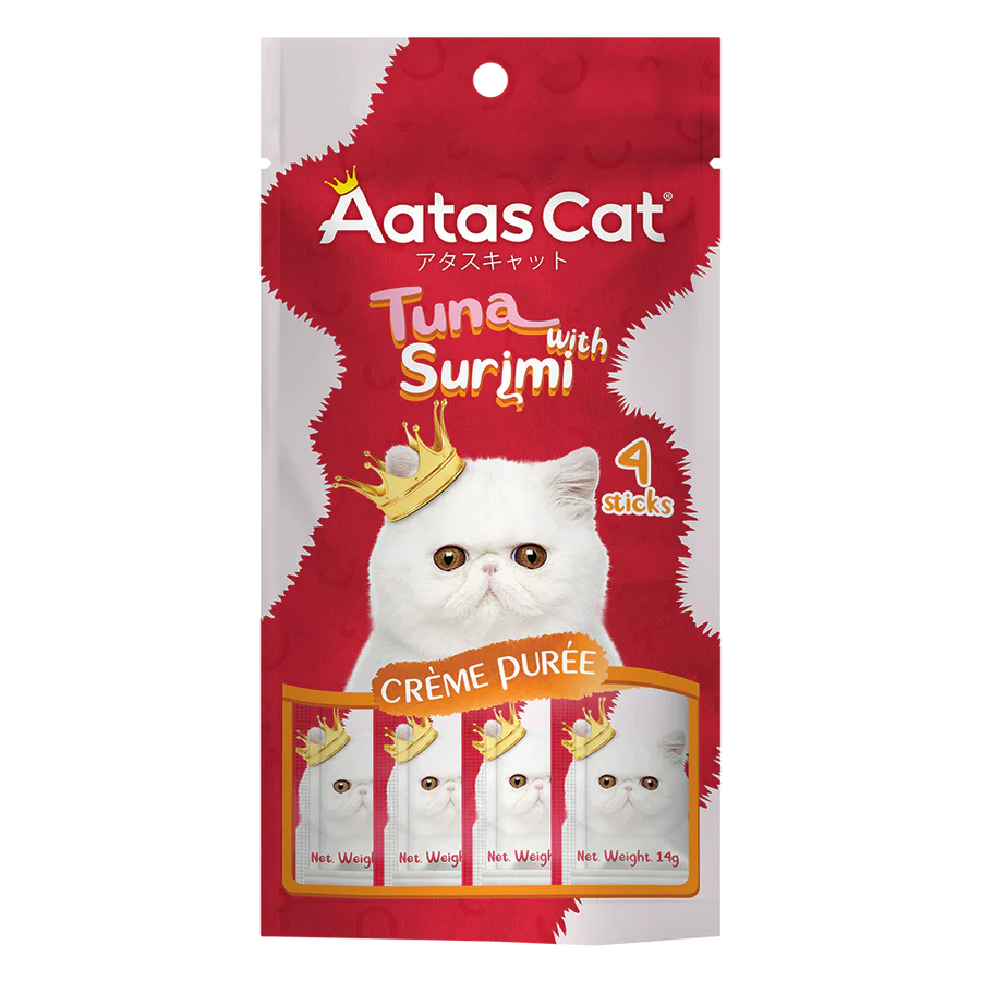 Aatas Cat Creme Puree Tuna with Surimi 56g X4 Packs