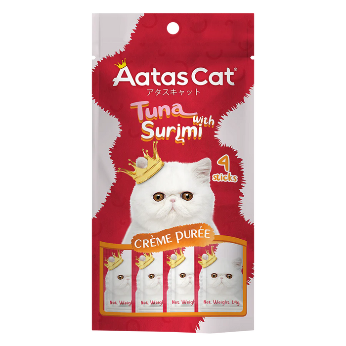 Aatas Cat Creme Puree Tuna with Surimi 14g x 4sachets