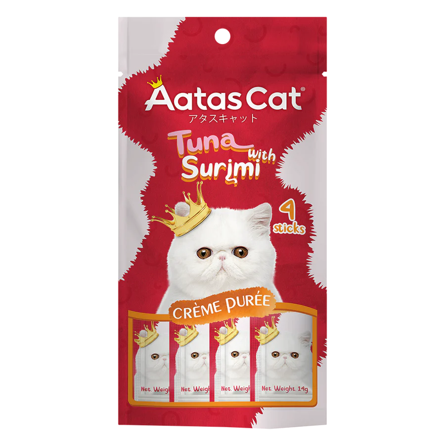 Aatas Cat Creme Puree Tuna with Surimi 14g x 4sachets