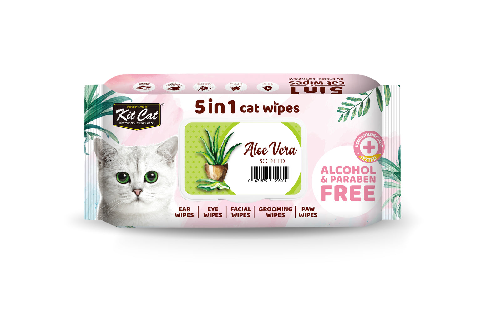 KitCat 5-in-1 Wipes 80 Wipes Aloe Vera