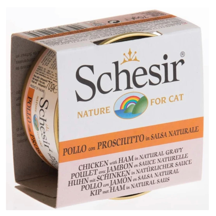 Schesir Chicken with Ham in Natural Gravy Canned Cat Food 70g X14