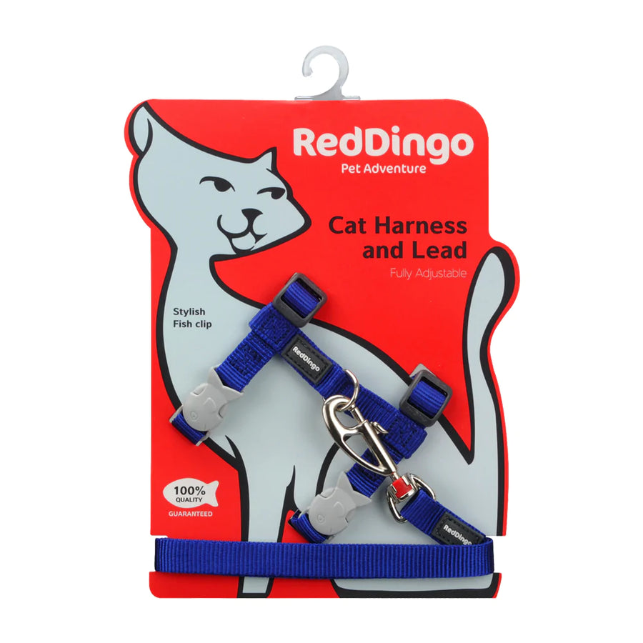 Red Dingo Cat Harness And Lead Combo - Classic Blue