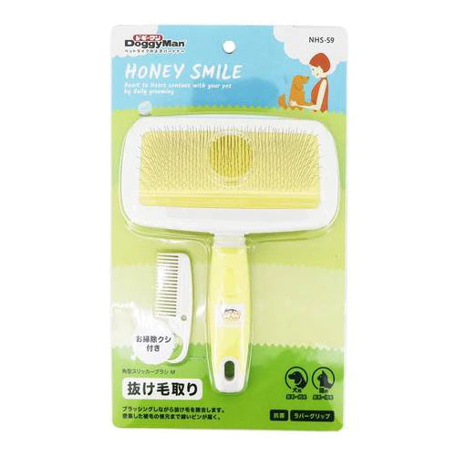 DoggyMan Honey Smile Slicker Brush for Dogs & Cats M
