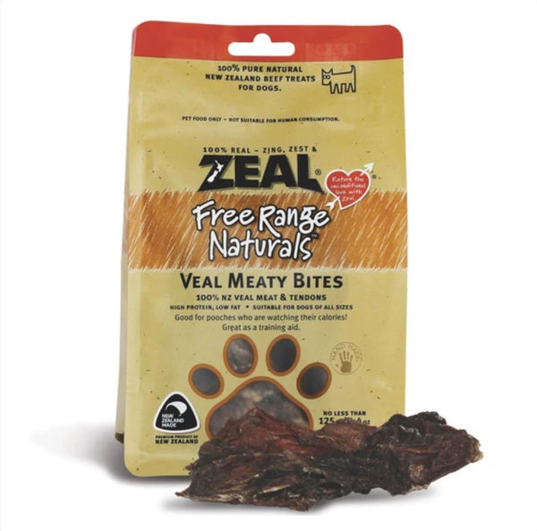 Zeal Free Range Naturals Veal Meaty Bites Dog Treats 125g