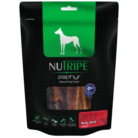 Nutripe Zephyr Air Dried Beef Bully Stick Dog Treats 3pcs