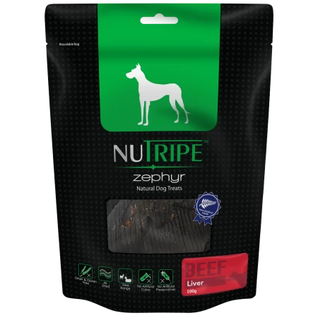 Nutripe Zephyr Air Dried Beef Liver Dog Treats 100g