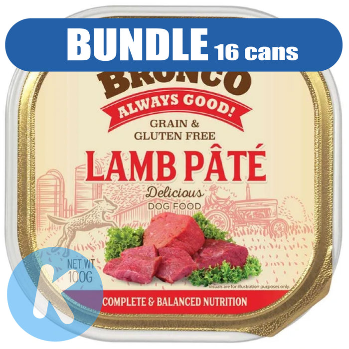 Bronco Lamb Pâté Dog Wet Food 100g X96