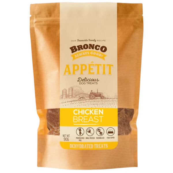 Bronco Appetit Chicken Breast Dehydrated Dog Treats 90g X3