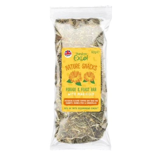Burgess Excel Nature Snacks Forage & Feast Bar with Marigold Hay Treat For Small Animals 60g