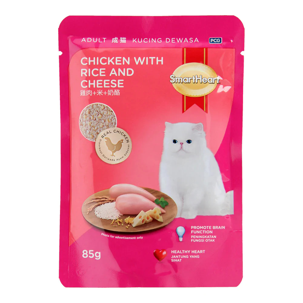 SmartHeart Cat Pouch Chicken with Rice & Cheese 85g X24