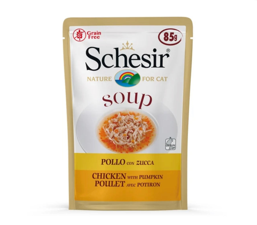 Schesir Soup With Chicken & Pumpkin Grain-Free Pouch Cat Food 85g X10