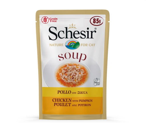Schesir Soup With Chicken & Pumpkin Grain-Free Pouch Cat Food 85g X10