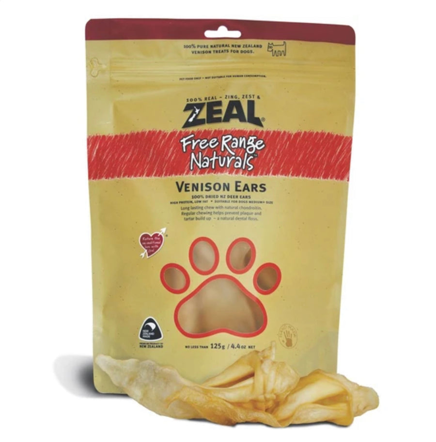 Zeal Free Range Naturals Venison Ears Dog Treats 125g