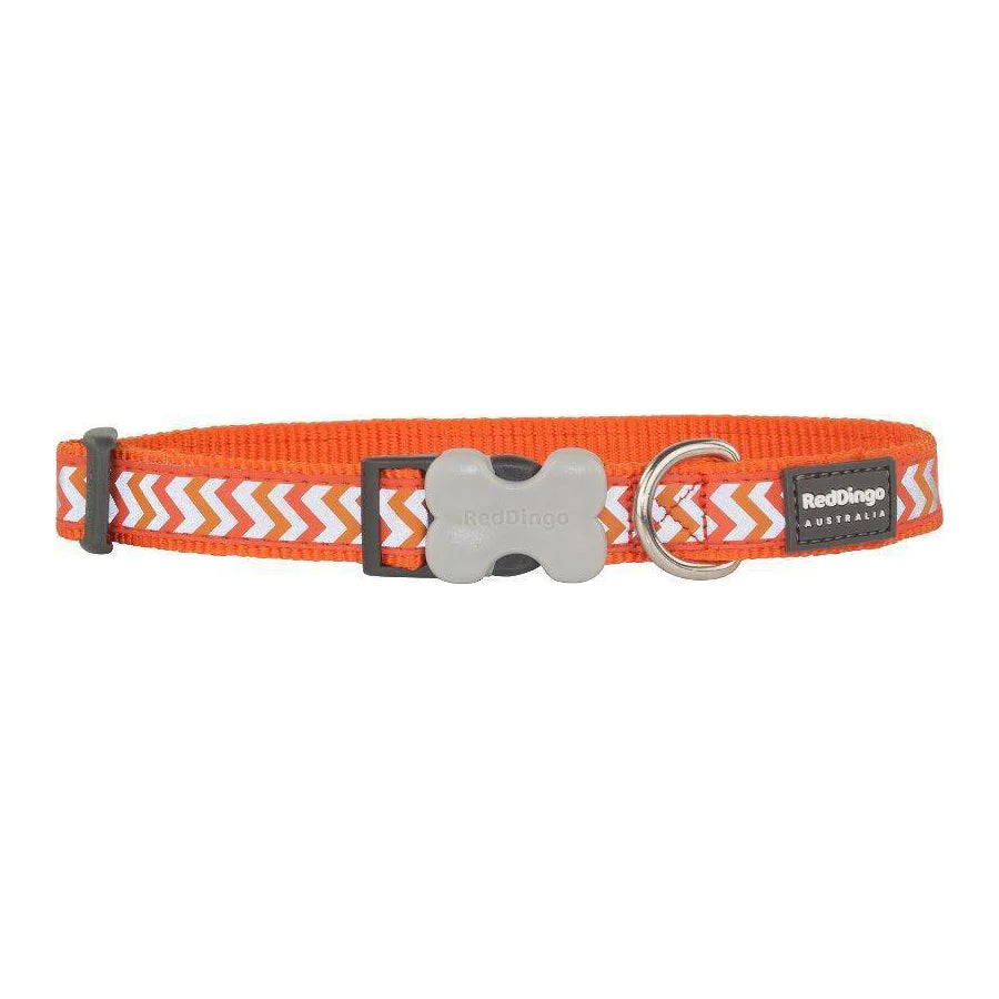 Red Dingo Dog Collar - Reflective Ziggy Orange Large