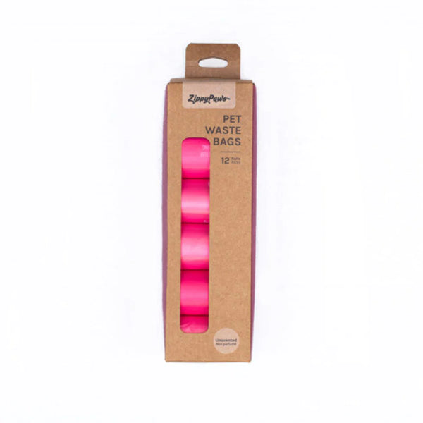 Zippypaws Pet Waste Bags Unscented Pink 12rolls / 180bags