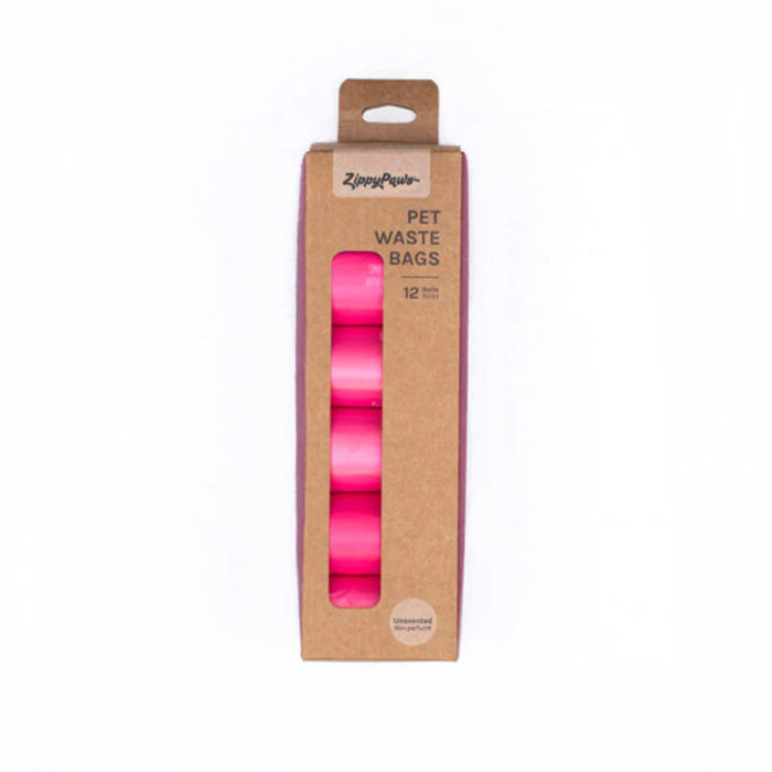 Zippypaws Pet Waste Bags Unscented Pink 12rolls / 180bags