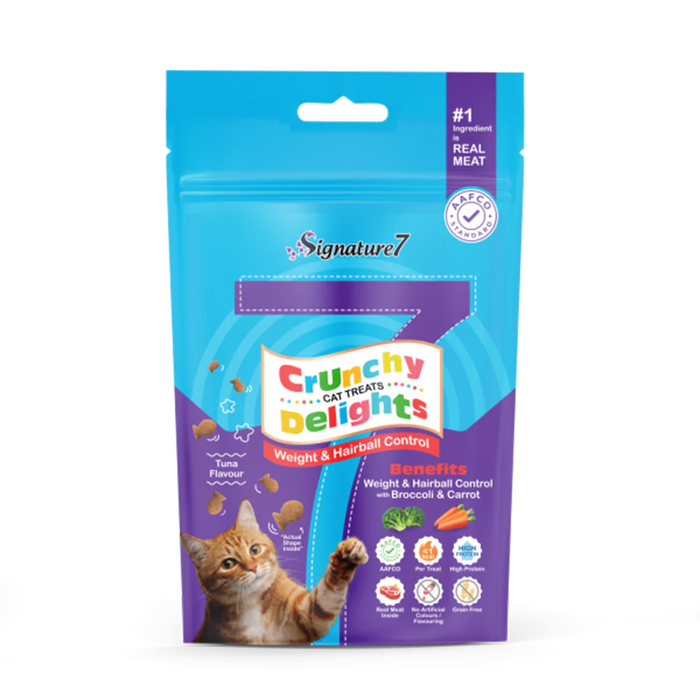 Signature7 Cat Treats Crunchy Delights Weight & Hairball Control 50g