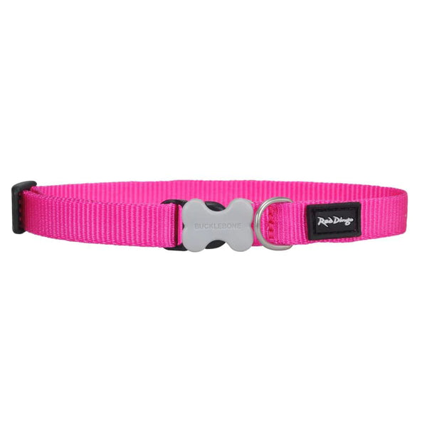 Red Dingo Dog Collar Plain - Classic Hot Pink Medium (15mm X 24-36cm)