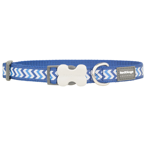 Red Dingo Dog Collar - Reflective Ziggy Dark Blue 12mm