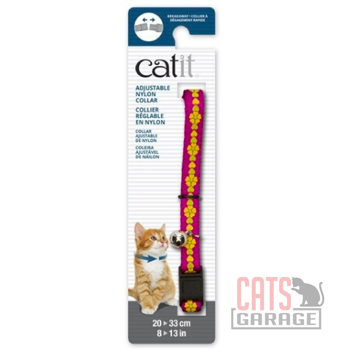 Catit® Adjustable Breakaway Nylon Collar Pink with Flowers