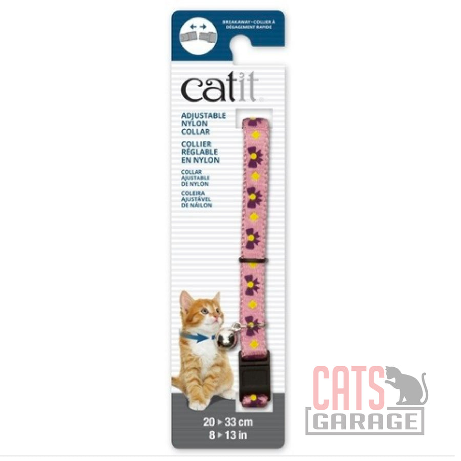 Catit Adjustable Breakaway Nylon Collar Pink with Purple Bows