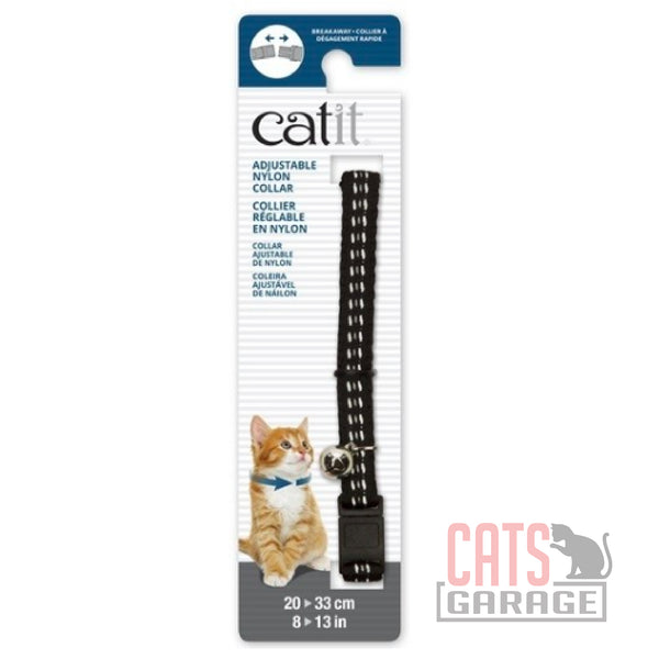 Catit Adjustable Breakaway Nylon Collar Reflective Black