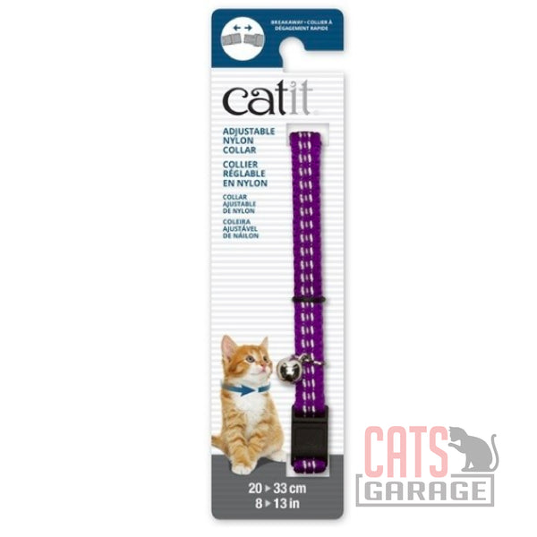 Catit Adjustable Breakaway Nylon Collar Reflective Purple