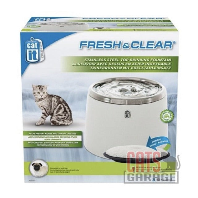Catit® Fresh & Clear Stainless Steel Water Fountain 2L